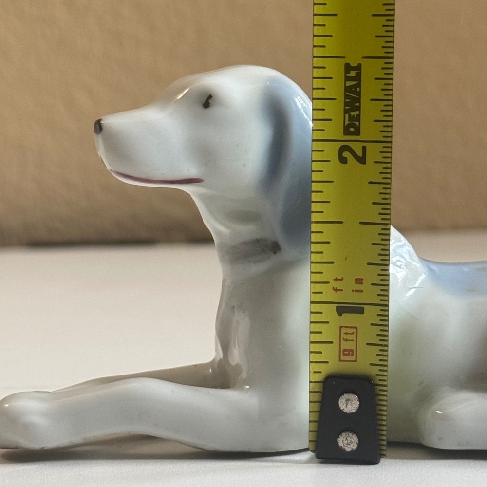 Vintage Made in Japan Porcelain Dog Figurine Blue Gray White Reclining Hound - Picture 5 of 12